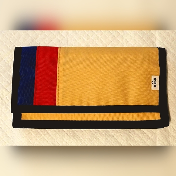 NWT 1980s waterproof Roger Gimbel Foldable Wallet w Coin Pouch Beige red Nylon - Picture 3 of 8